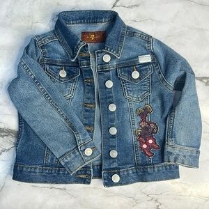 7 For All Mankind Girls Medium Wash Denim Embroidered Jacket See Measurements